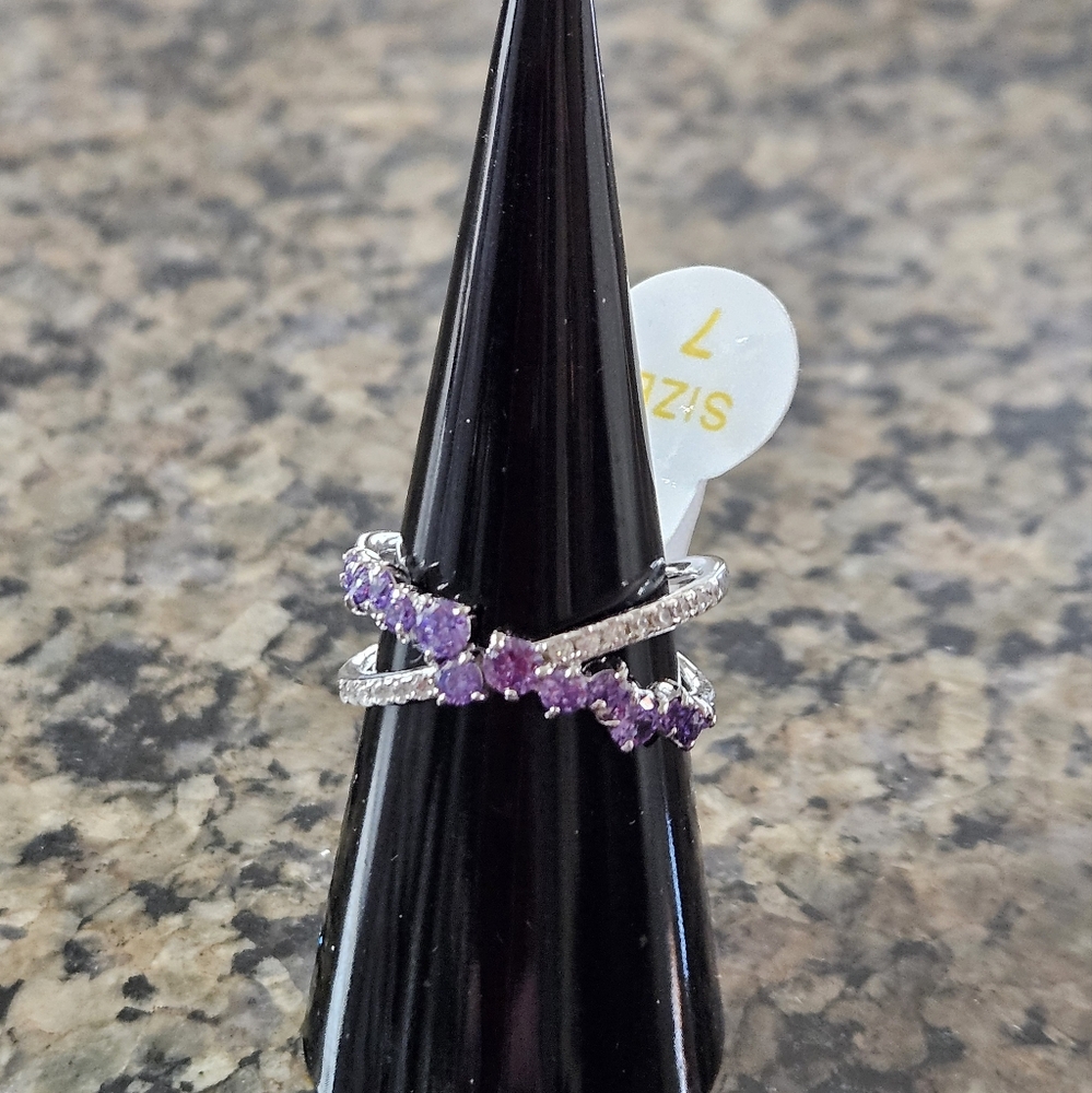 Bomb Party RBP5665 "A Moment in the Stars" Violet Cubic Ziconia .925 SS Sz 7